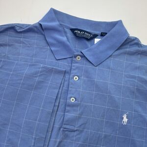 Polo Golf Ralph Lauren Shirt Mens XXL Blue Check‎ Logo Short Sleeve Polo